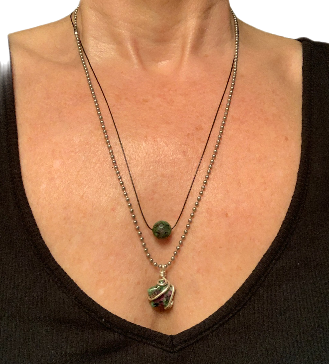 Adjustable Ruby Zoisite Crystal Necklace