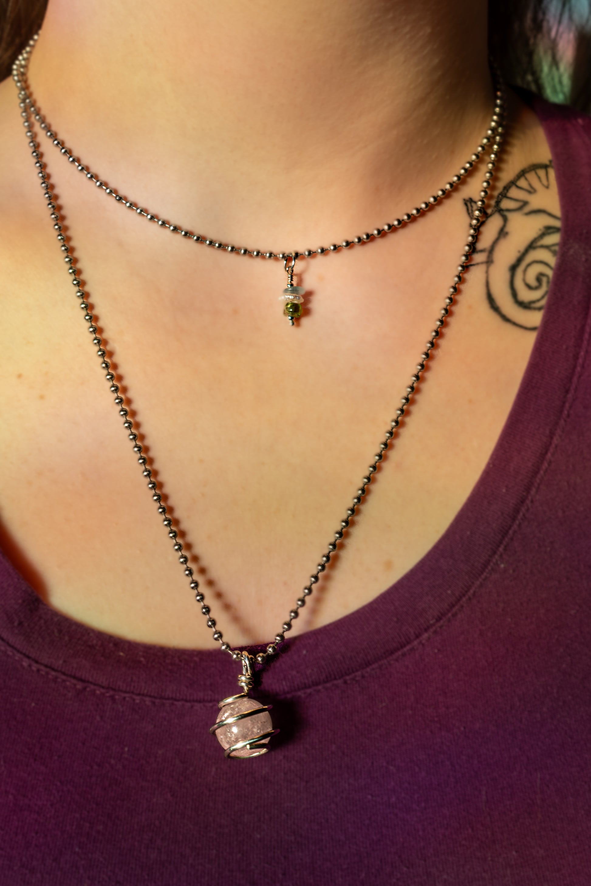 personalized birthstone necklace on model