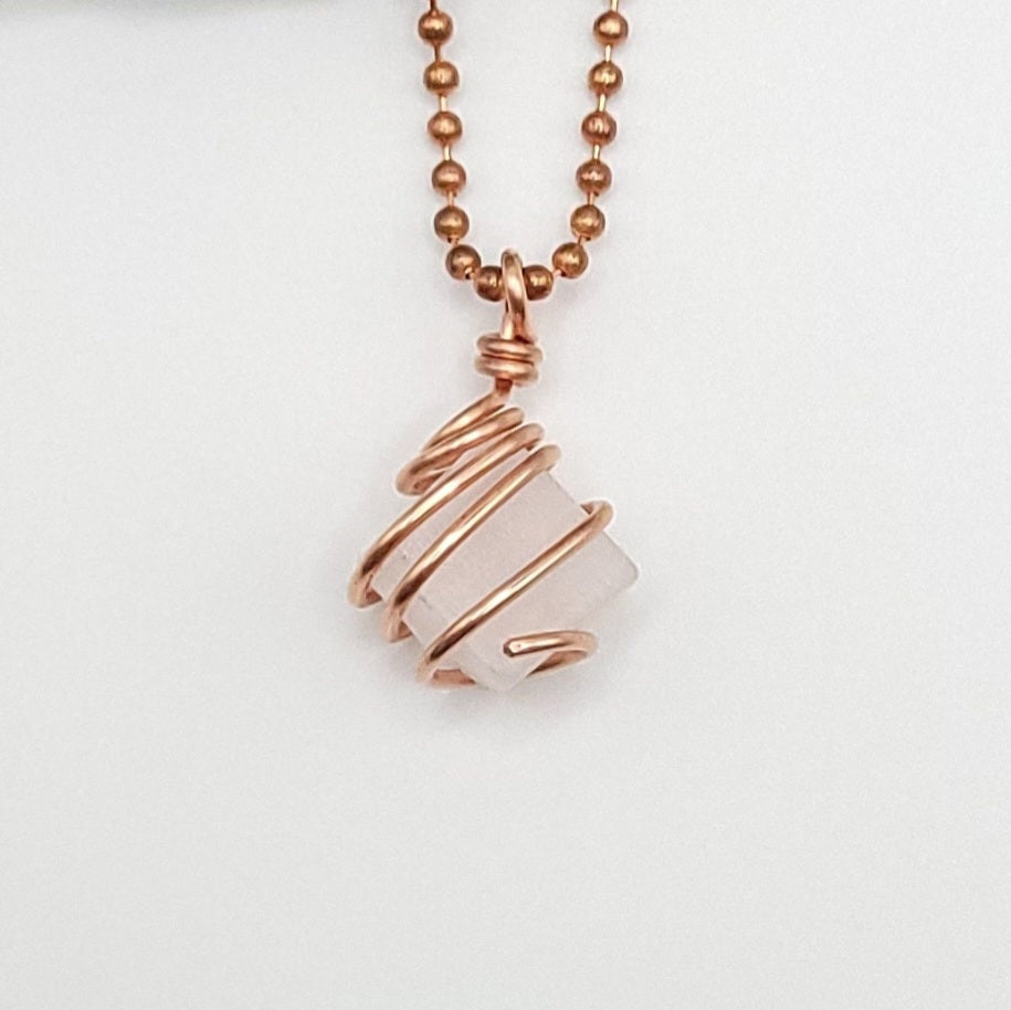 Pink Mangano Calcite Necklace in Copper – Crystal for Heart Healing