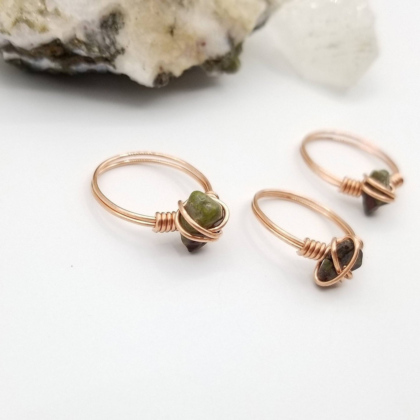 Dragon Blood Jasper Ring, Copper Wire Wrapped Ring