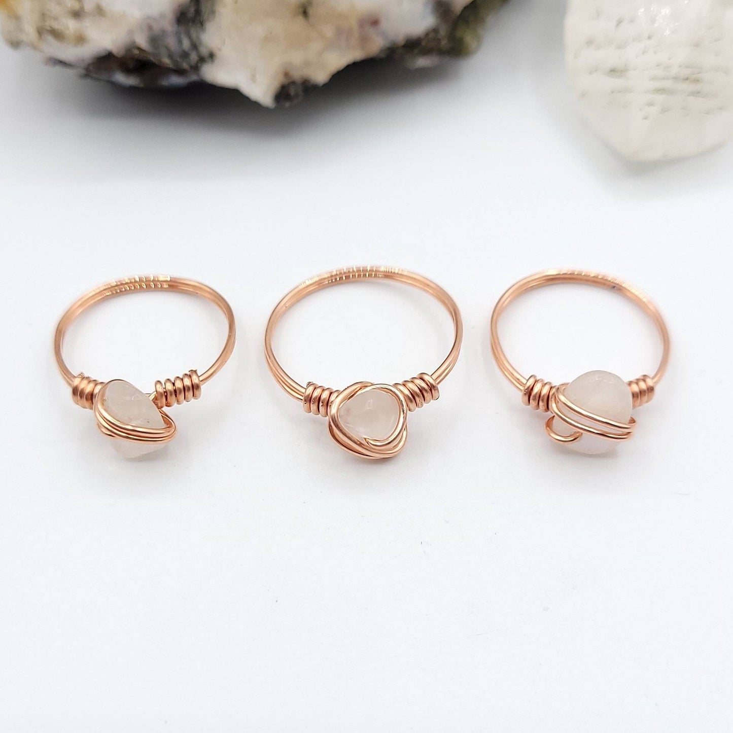 Moonstone Ring, Copper Wire Wrapped Ring