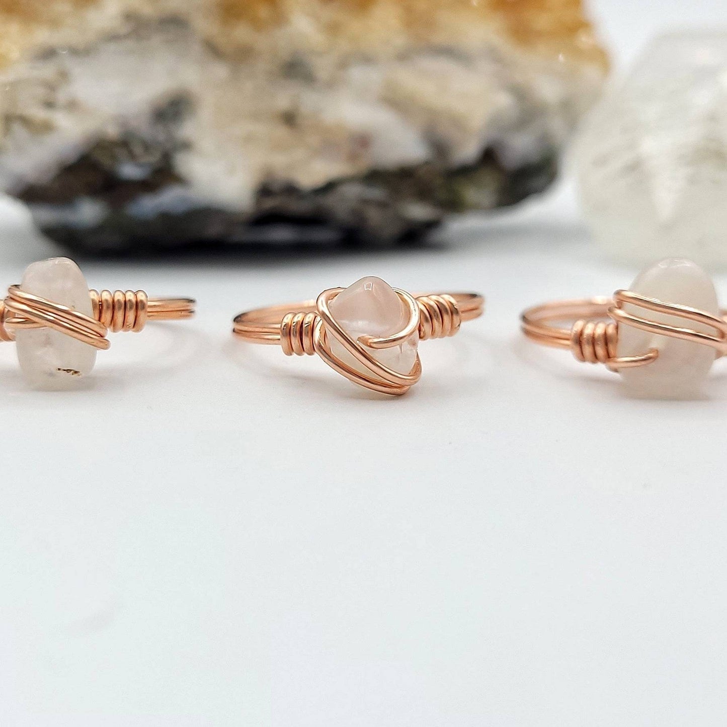 Moonstone Ring, Copper Wire Wrapped Ring