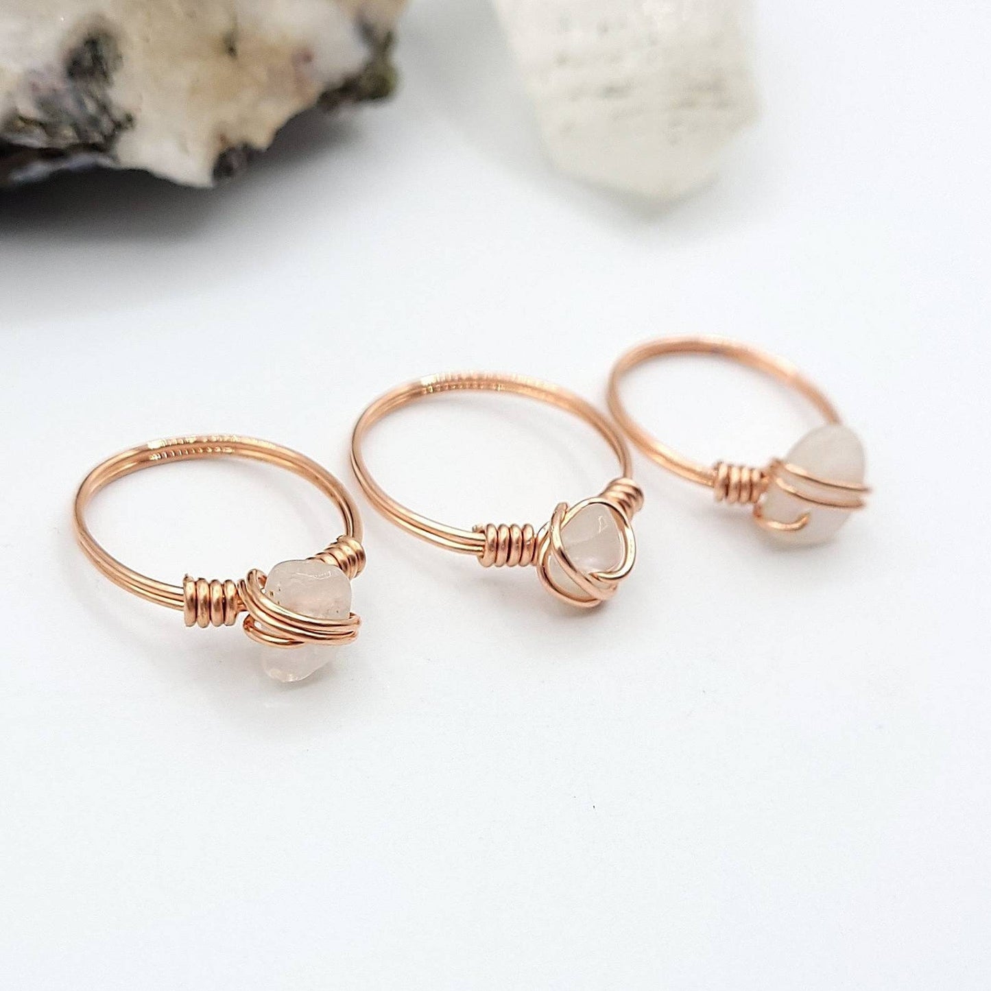 Moonstone Ring, Copper Wire Wrapped Ring