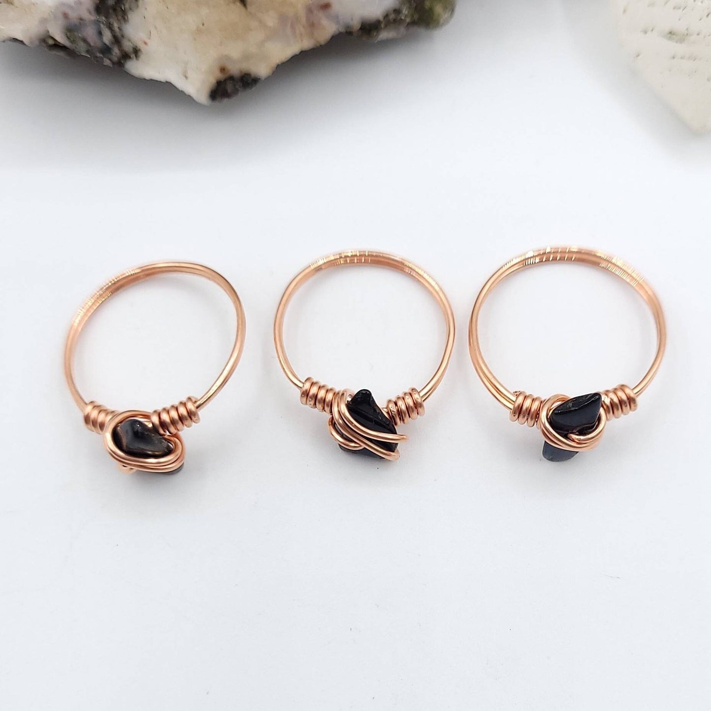 Blue Tiger's Eye Ring, Copper Wire Wrapped Hawk's Eye Ring