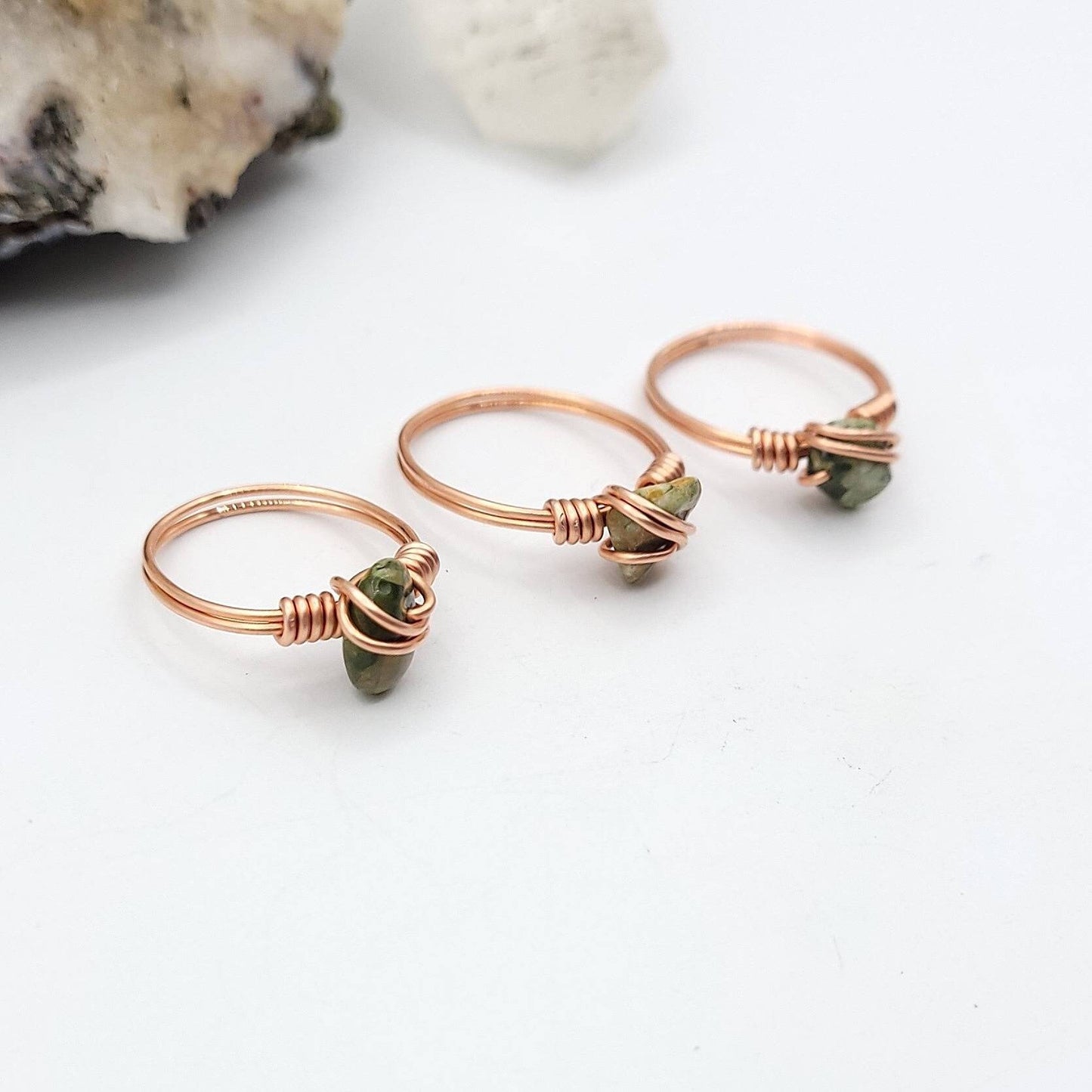 Rhyolite Ring, Copper Wire Wrapped Ring