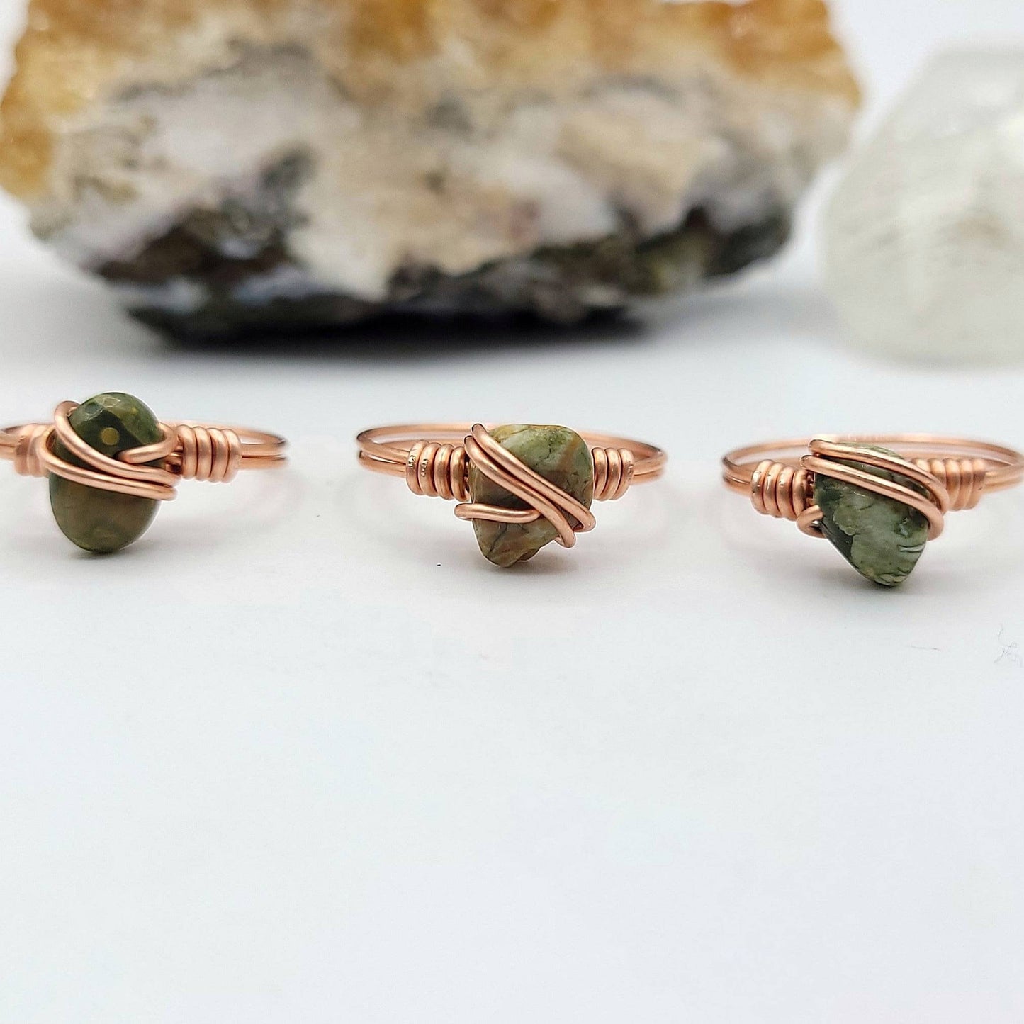 Rhyolite Ring, Copper Wire Wrapped Ring