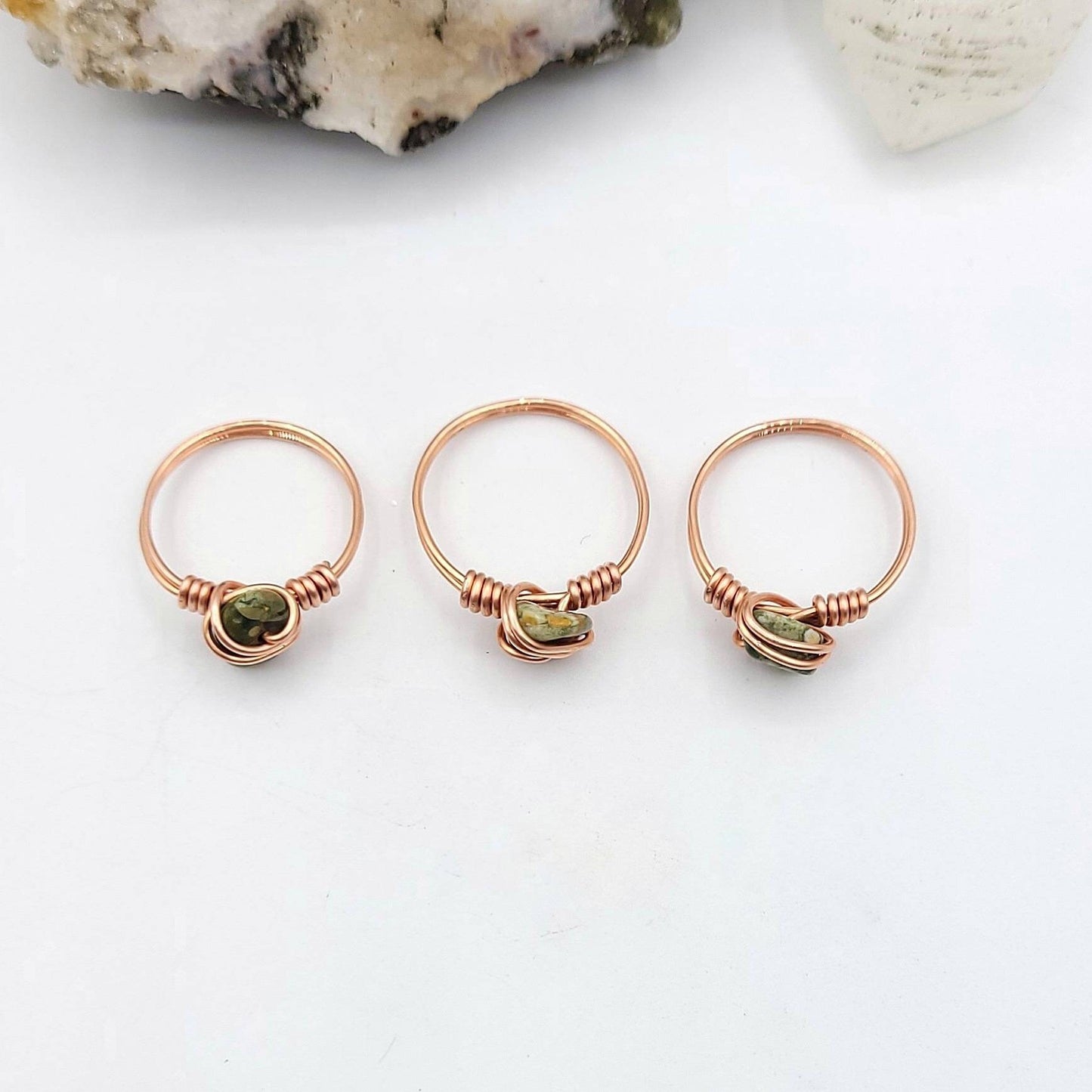 Rhyolite Ring, Copper Wire Wrapped Ring