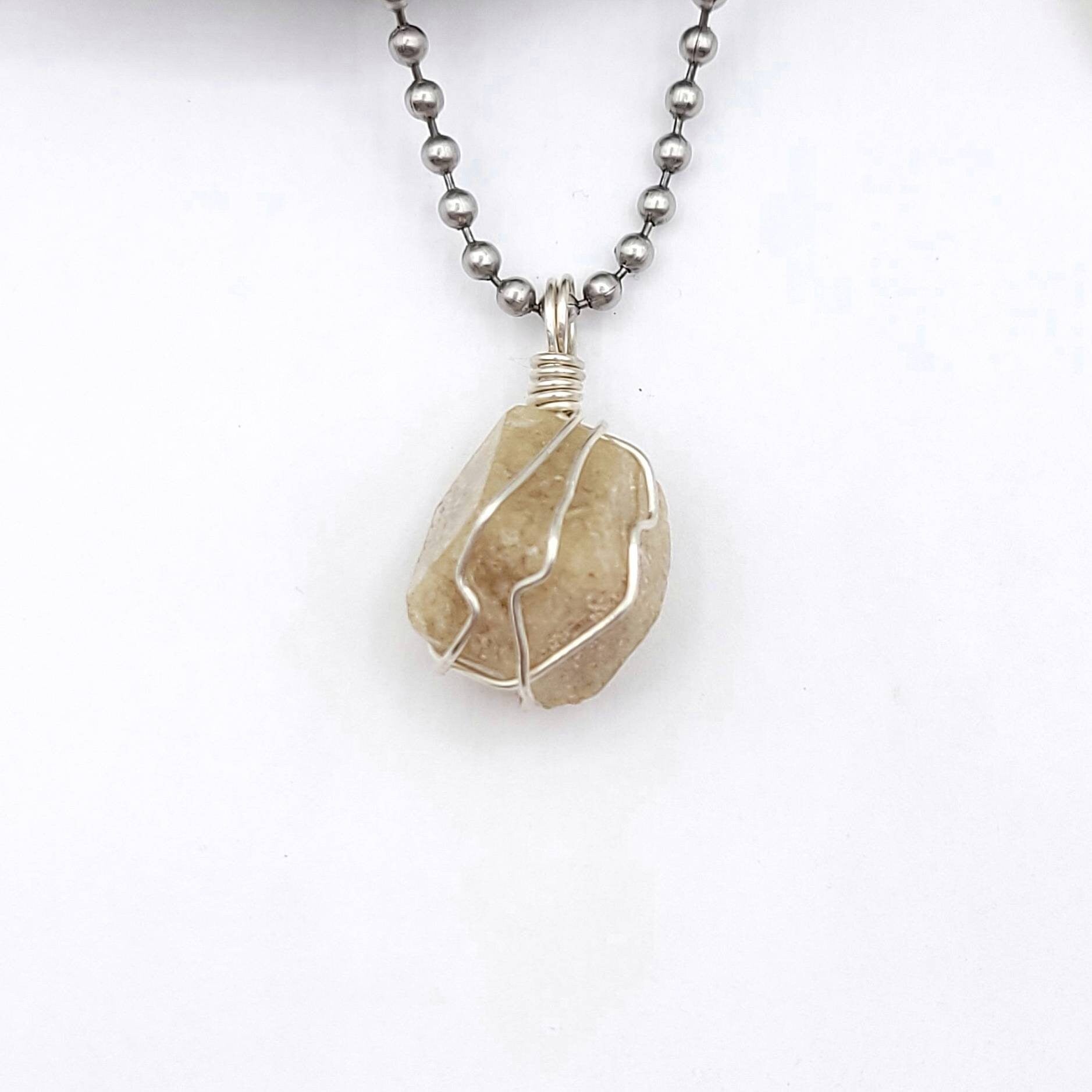 Grossular Garnet Necklace, Silver Wire Wrapped Garnet Pendant, Crystal Healing Jewelry