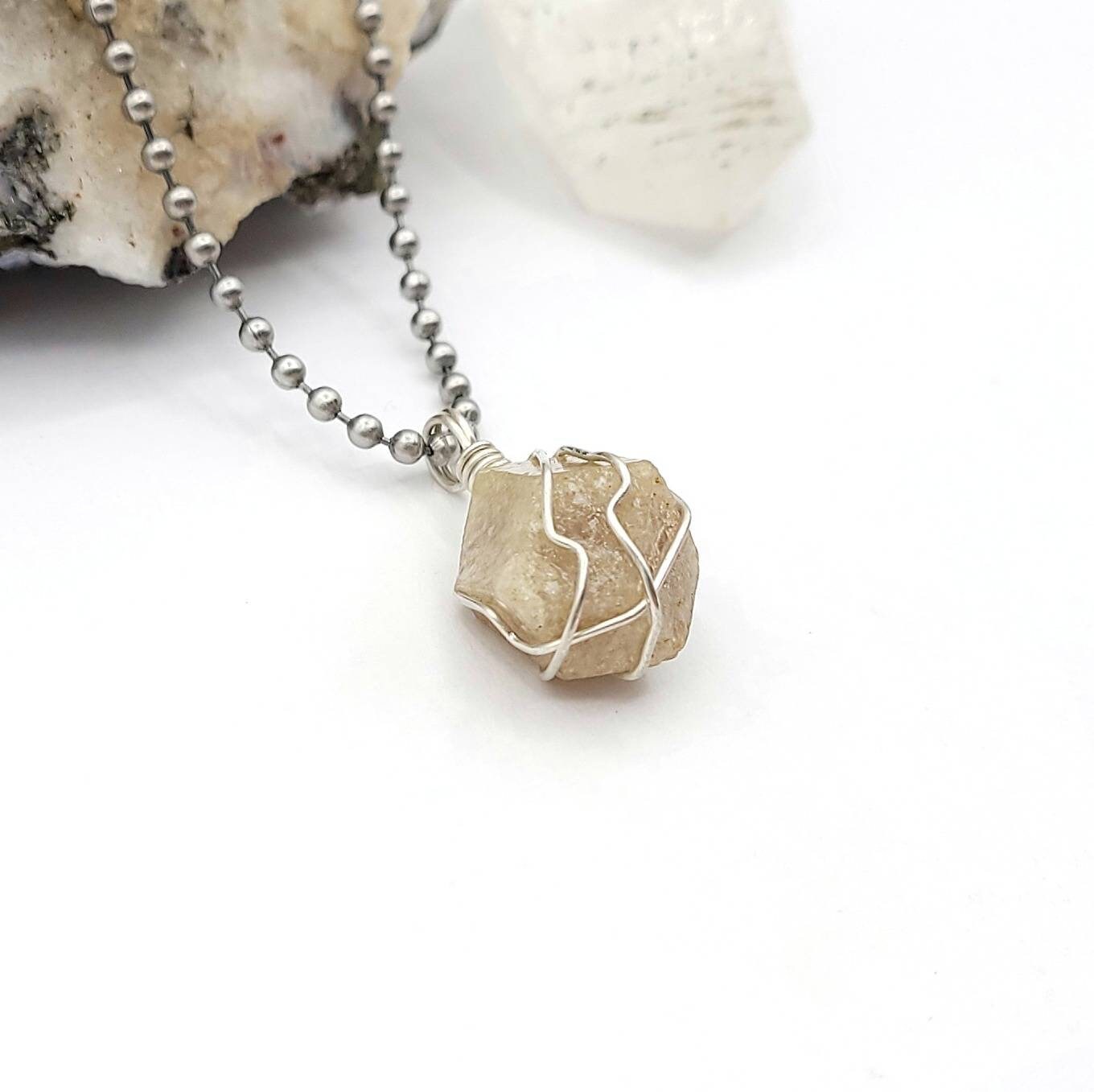 Grossular Garnet Necklace, Silver Wire Wrapped Garnet Pendant, Crystal Healing Jewelry
