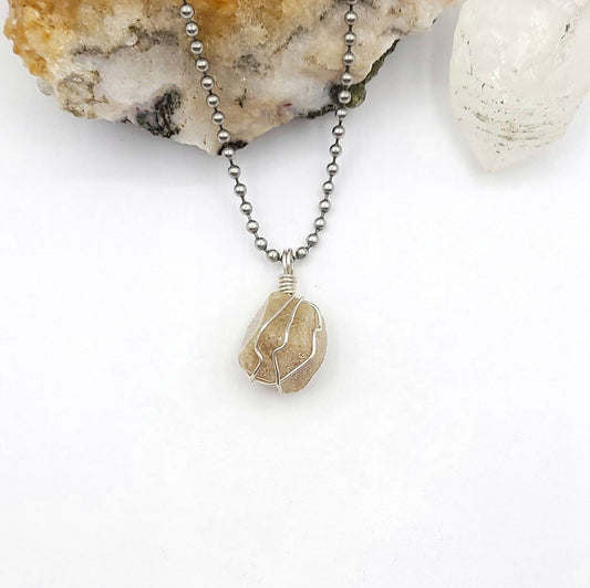 Grossular Garnet Necklace, Silver Wire Wrapped Garnet Pendant, Crystal Healing Jewelry