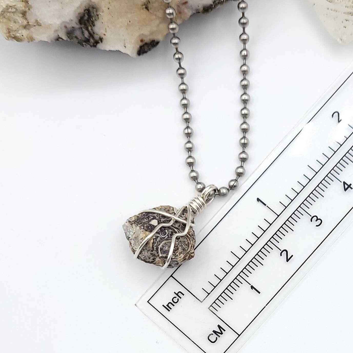 Turritella Agate Necklace, Silver Wire Wrapped Turritella Pendant | Promotes Strength, Protection, Energizing and Cleansing