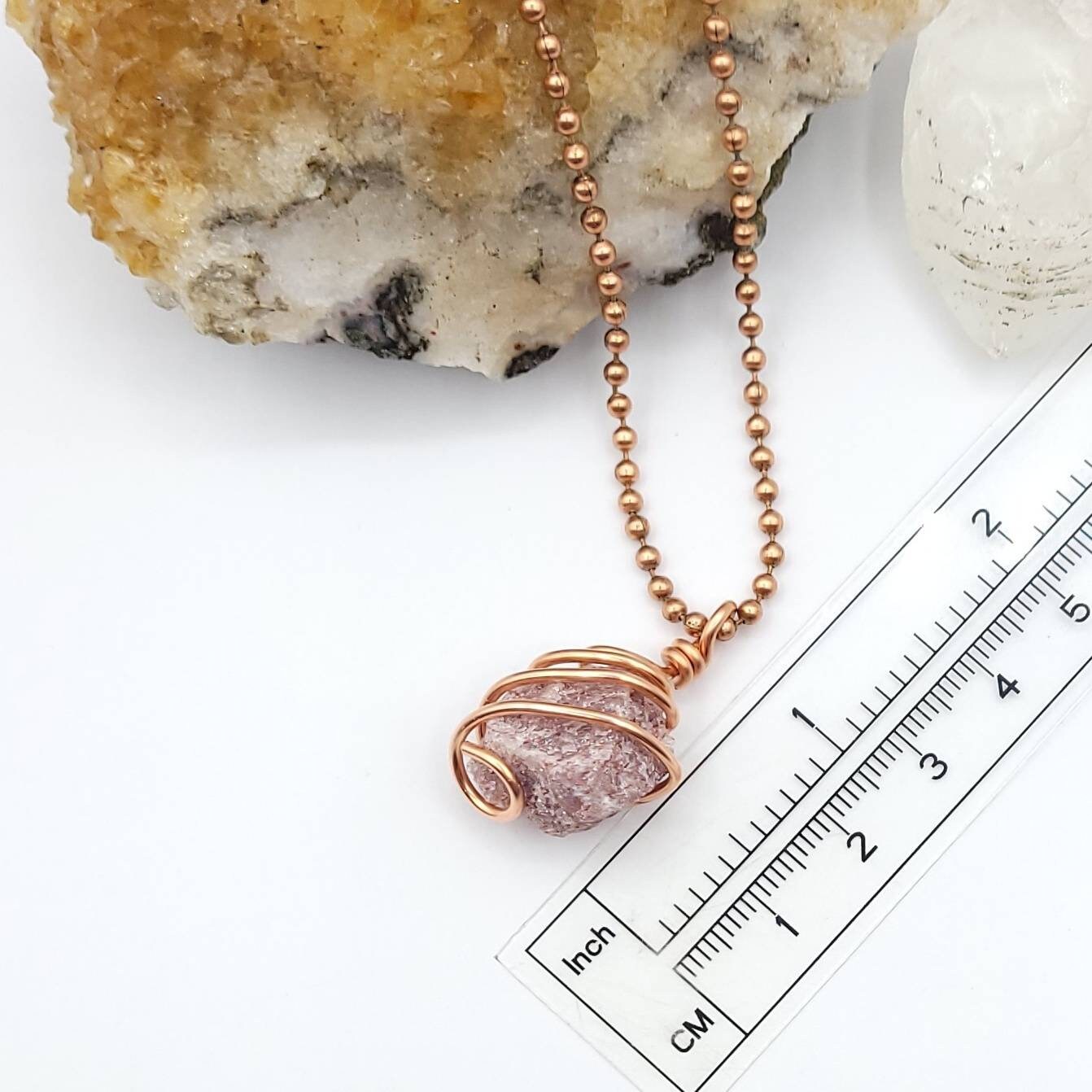 Red Aventurine Necklace, Copper Wire Wrapped Red Aventurine Pendant