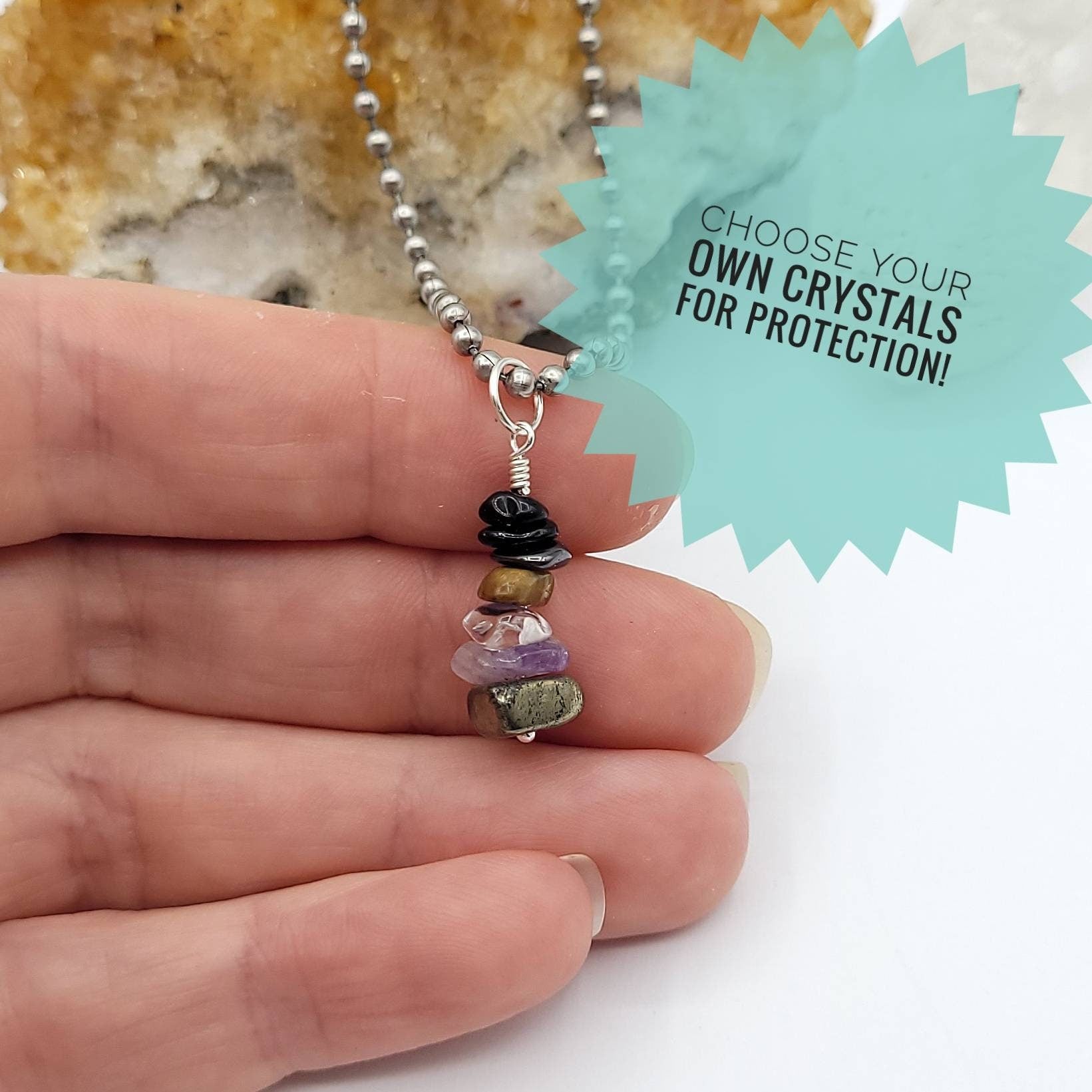 Custom Protection Crystal Necklace, Build Your Own Crystal Necklace