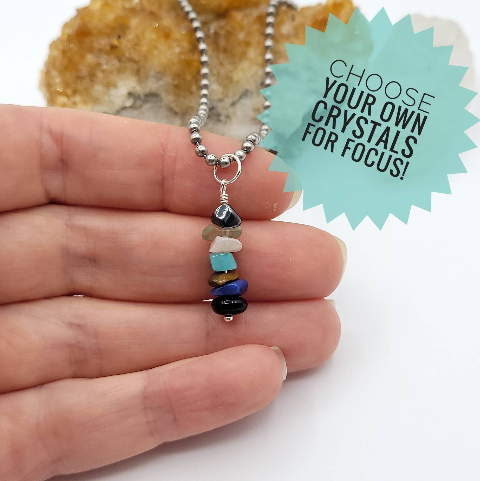 Custom Focus Crystal Necklace, Build Your Own Crystal Necklace