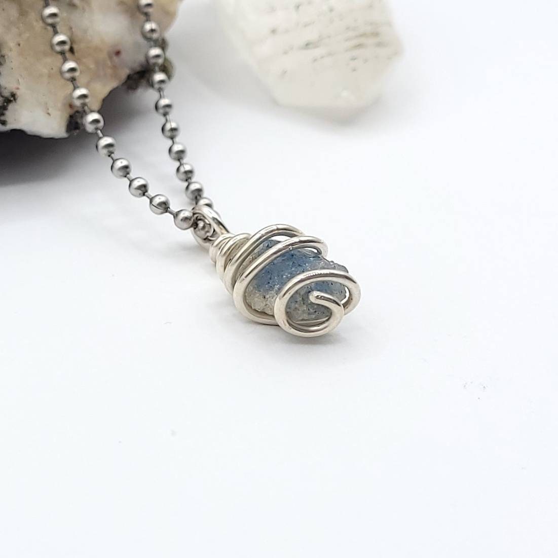 Grandidierite Necklace, Silver Wire Wrapped Grandidierite Pendant
