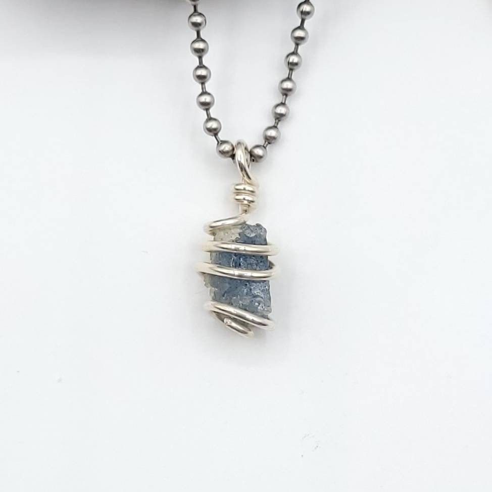 Grandidierite Necklace, Silver Wire Wrapped Grandidierite Pendant
