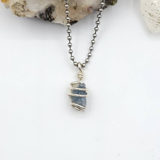 Grandidierite Necklace, Silver Wire Wrapped Grandidierite Pendant