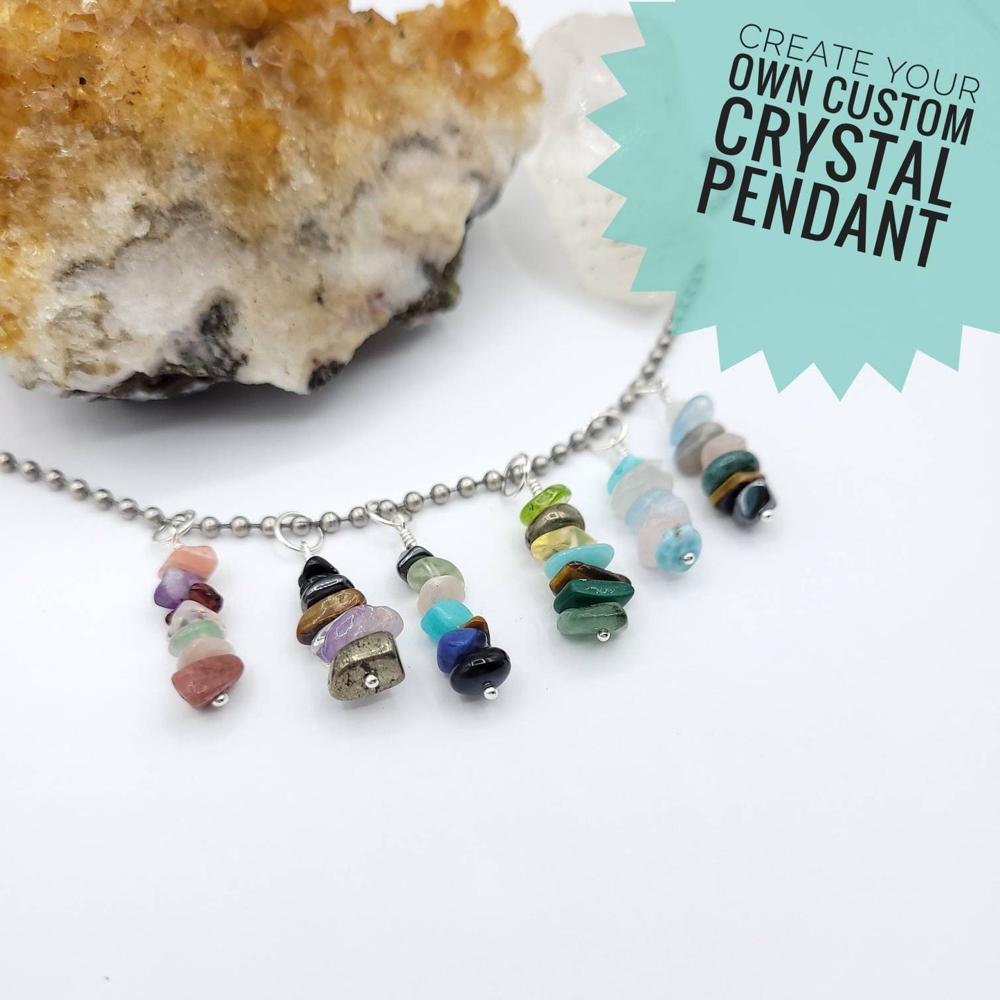 Create Your Custom Crystal Necklace, Build Your Own Crystal Necklace, Customizable Necklace Crystal