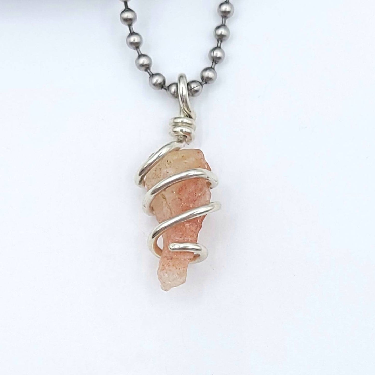 Sunstone Necklace, Silver Wire Wrapped Sunstone Pendant