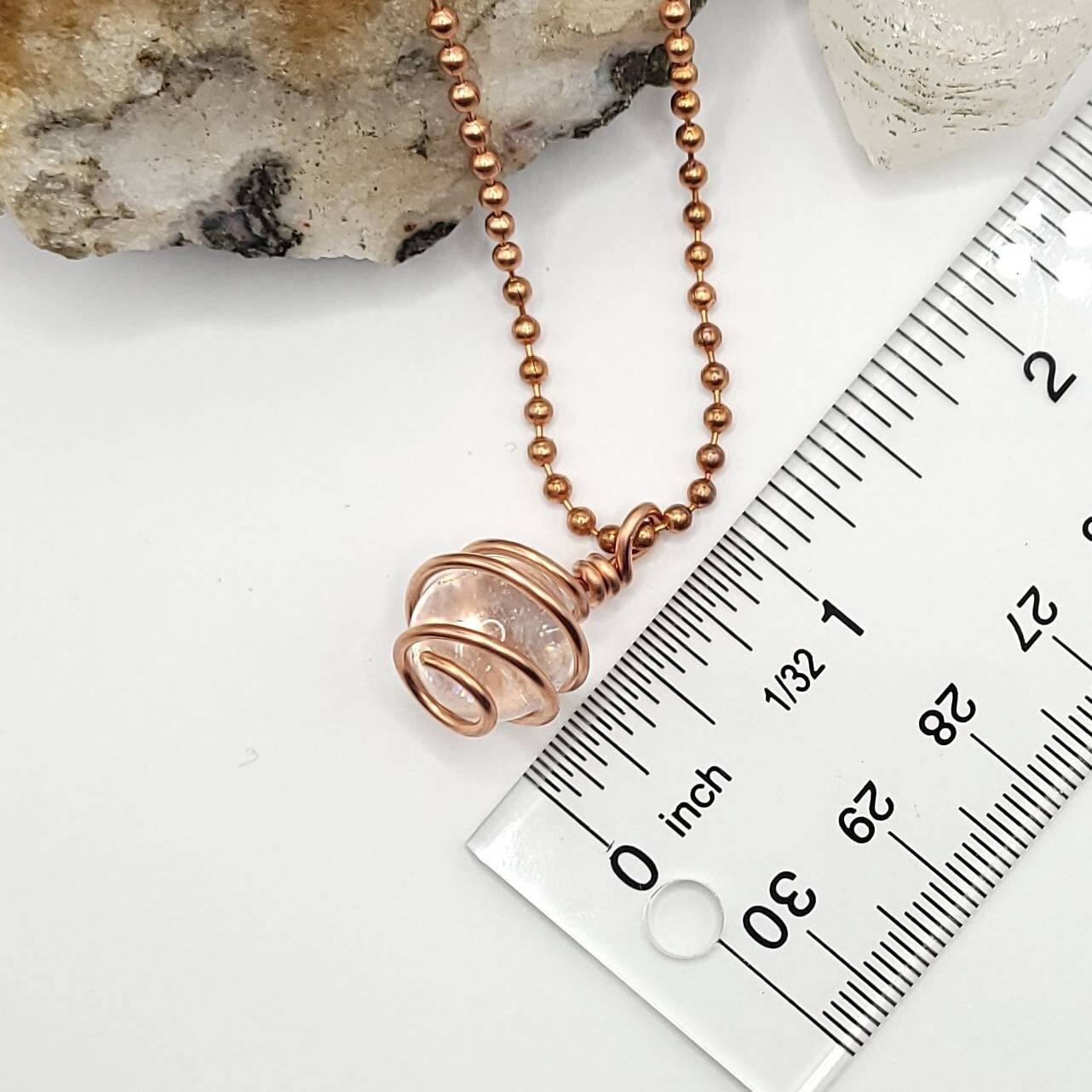Clear Quartz Sphere Necklace, Wire Wrapped Clear Quartz Pendant, Crystal Jewelry, Crystal Pendant
