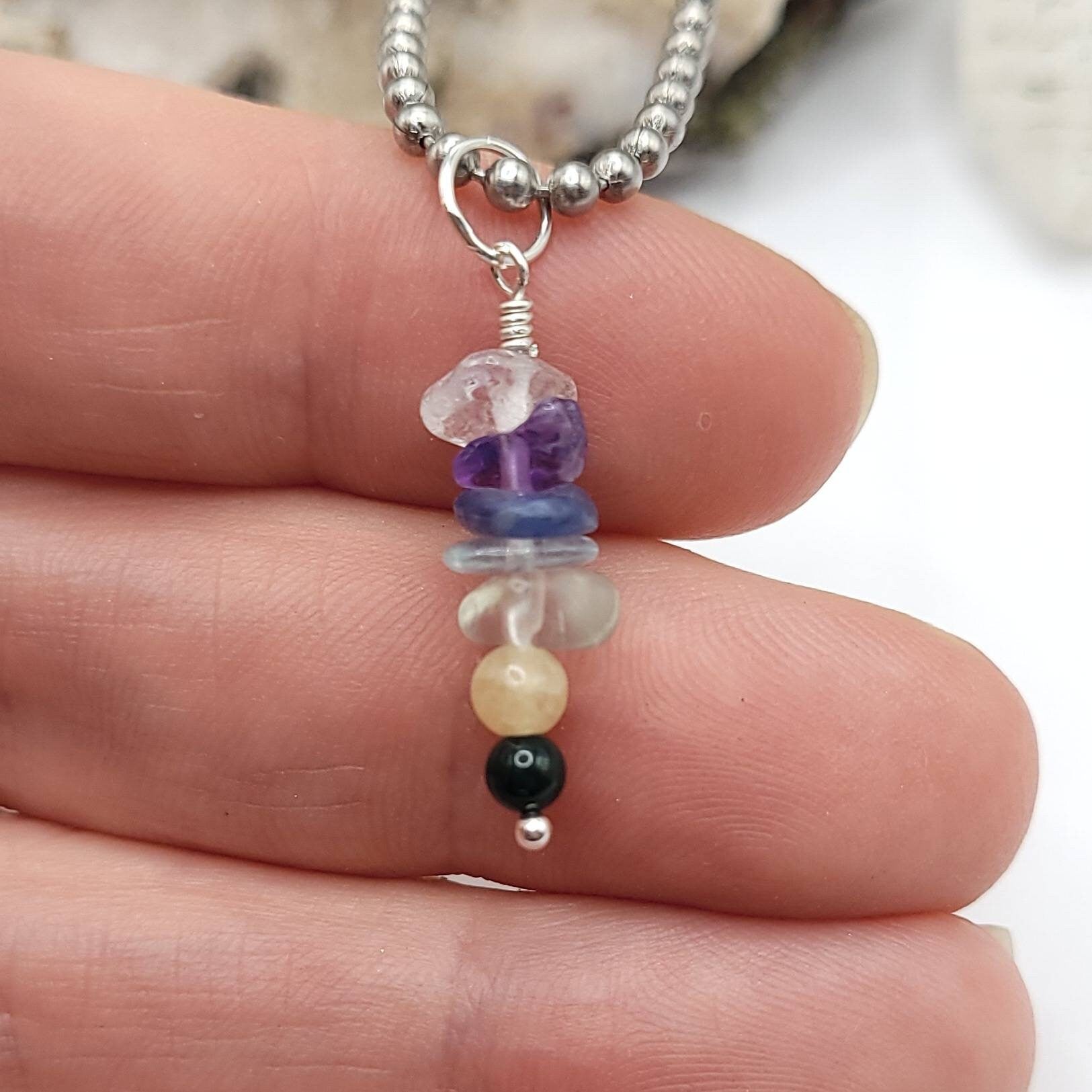 Pisces Chakra Necklace, Zodiac Crystal Pisces Pendant