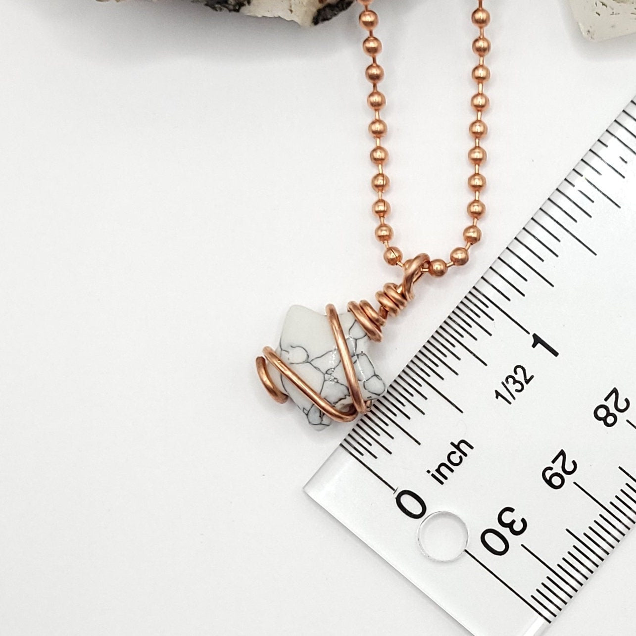 Howlite Star Necklace, Copper Wire Wrapped Howlite Star Pendant, Howlite Crystal