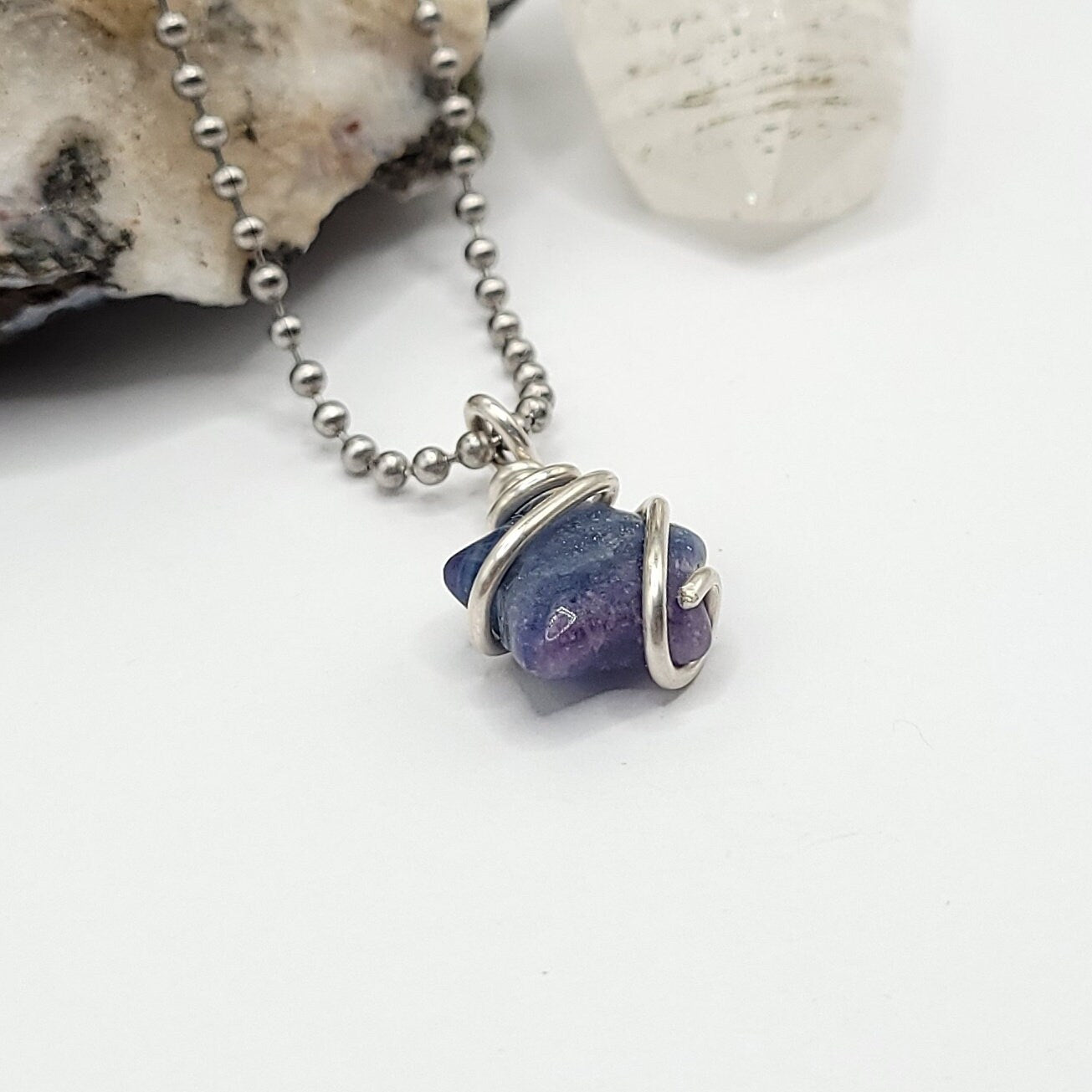 Rainbow Fluorite Star Necklace, Silver Wire Wrapped Fluorite Star Pendant