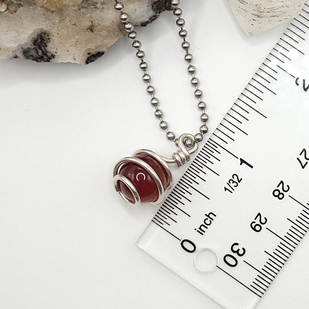 Carnelian Sphere Necklace, Silver Wire Wrapped Carnelian Pendant, Carnelian Jewelry, Crystal Necklace