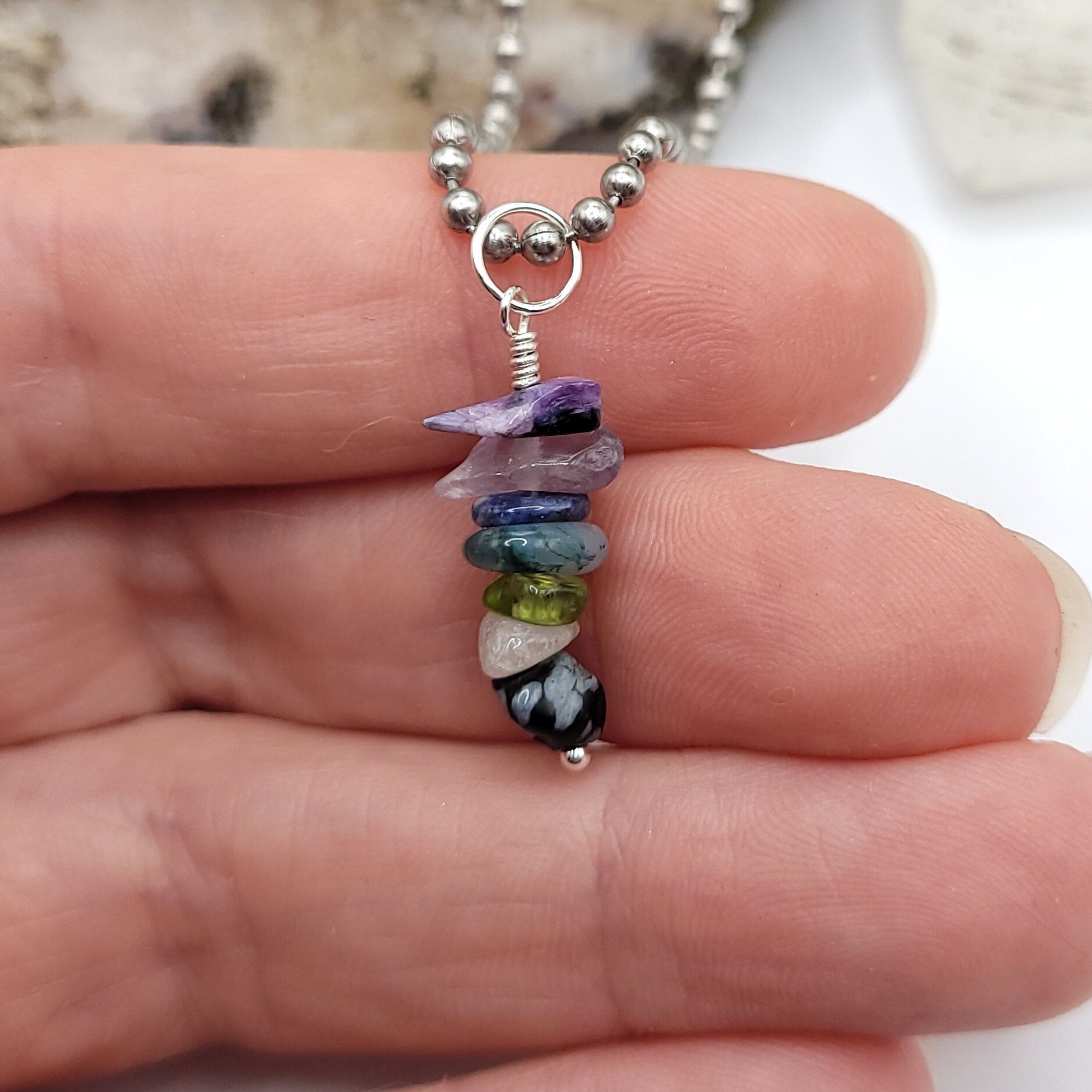 Virgo Chakra Necklace, Zodiac Virgo Pendant, Zodiac Chakra Jewelry, Crystal Gift