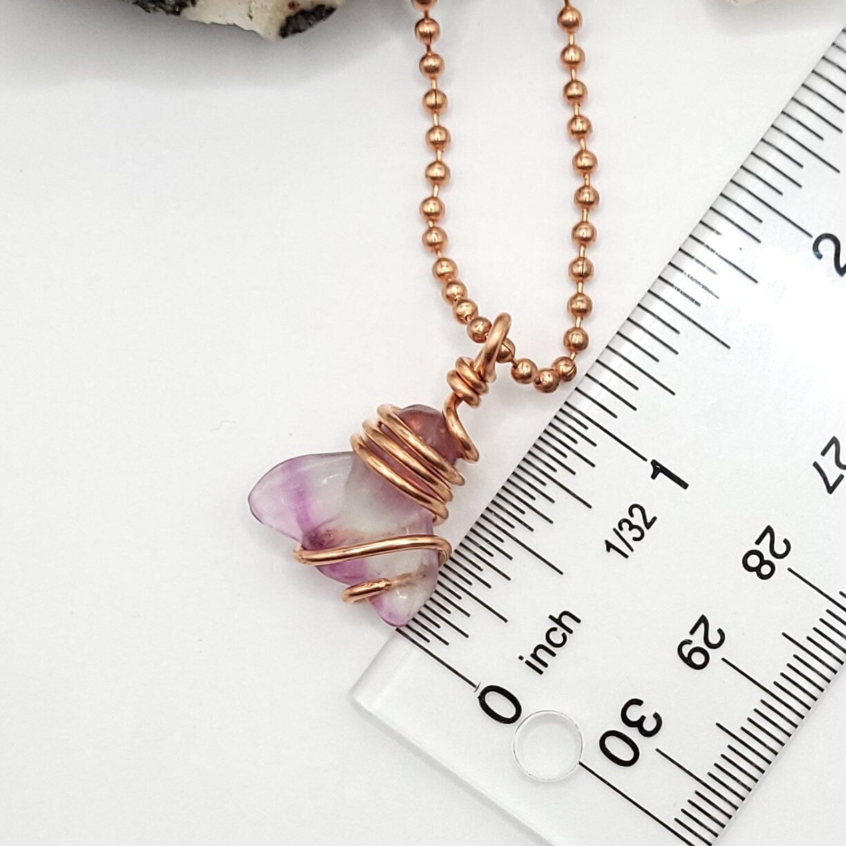Rainbow Fluorite Mermaid Tail Necklace, Copper Wire Wrapped Fluorite Pendant
