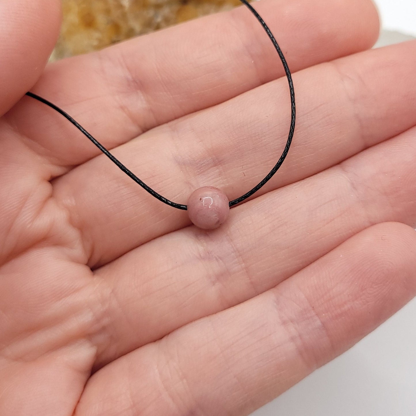 Adjustable Rhodonite Necklace, Rhodonite Choker, Dainty Rhodonite Bead Necklace