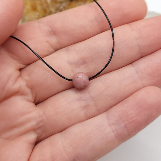 Adjustable Rhodonite Necklace, Rhodonite Choker, Dainty Rhodonite Bead Necklace