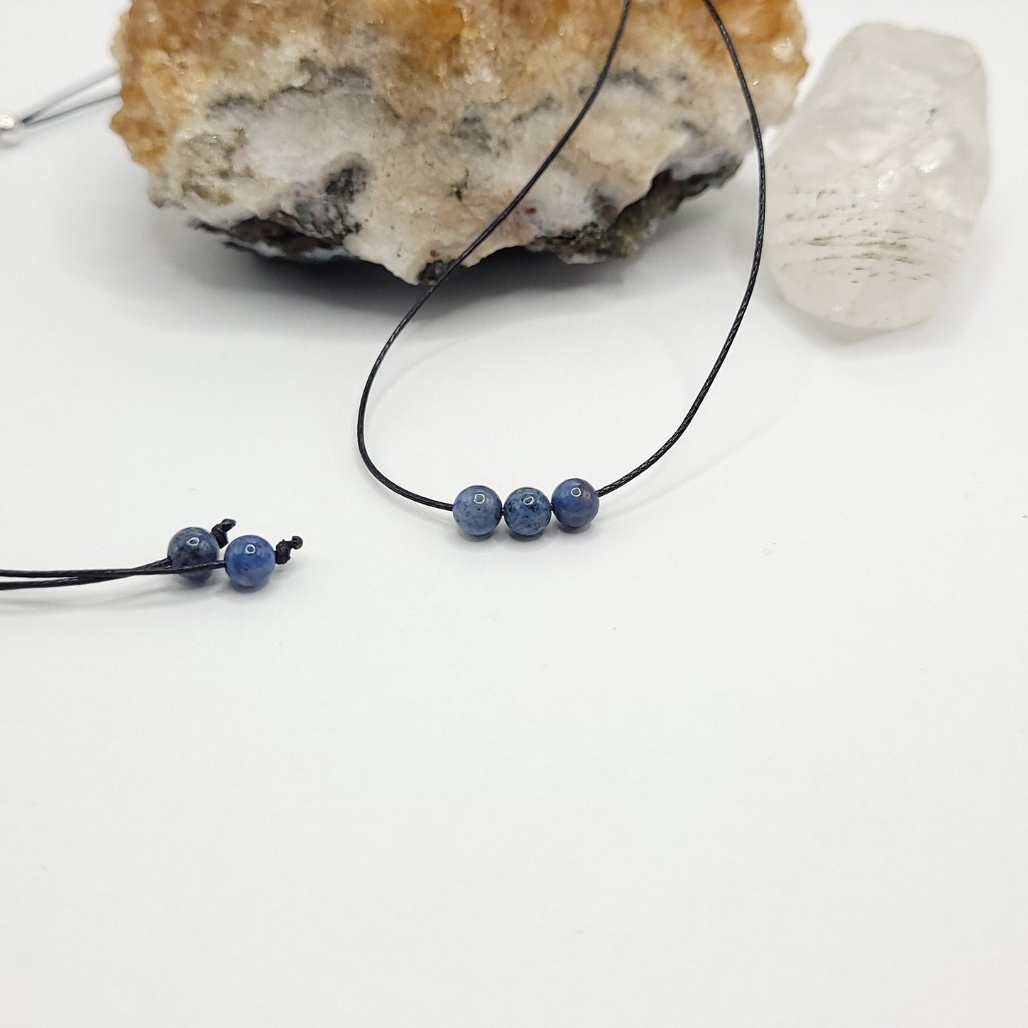 Adjustable Sodalite Necklace, Sodalite Choker, Dainty Crystal Bead Necklace