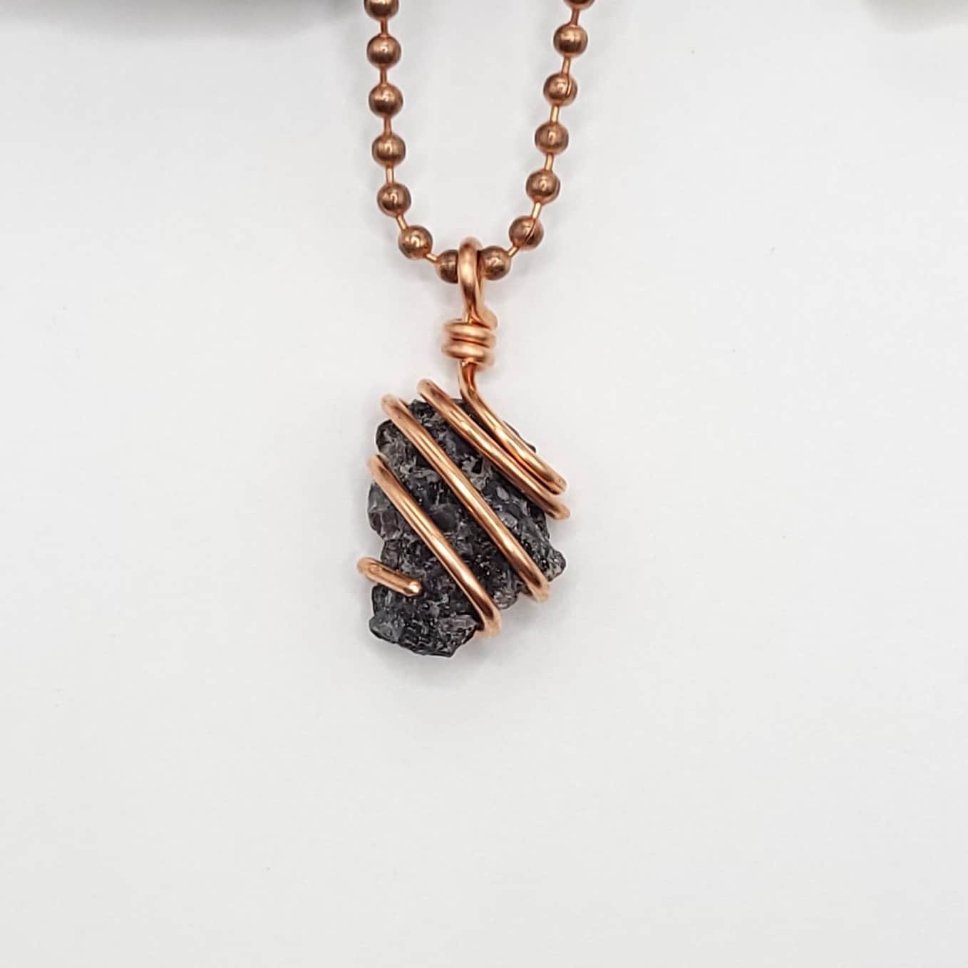 Mystic Merlinite Necklace, Copper Wire Wrapped Merlinite Pendant, Indigo Gabbro Crystal Pendant, Raw Mystic Merlinite