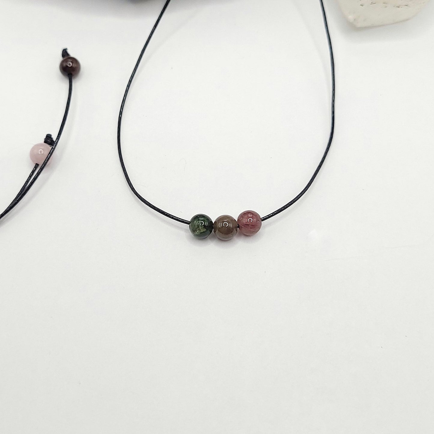 Adjustable Tourmaline Necklace, Tourmaline Choker, Dainty Crystal Bead Necklace