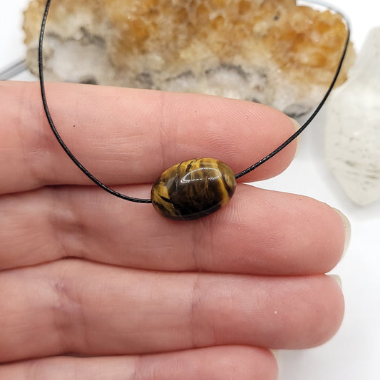 Adjustable Tiger's Eye Necklace, Tiger's Eye Choker, Dainty Tiger's Eye Bead Necklace
