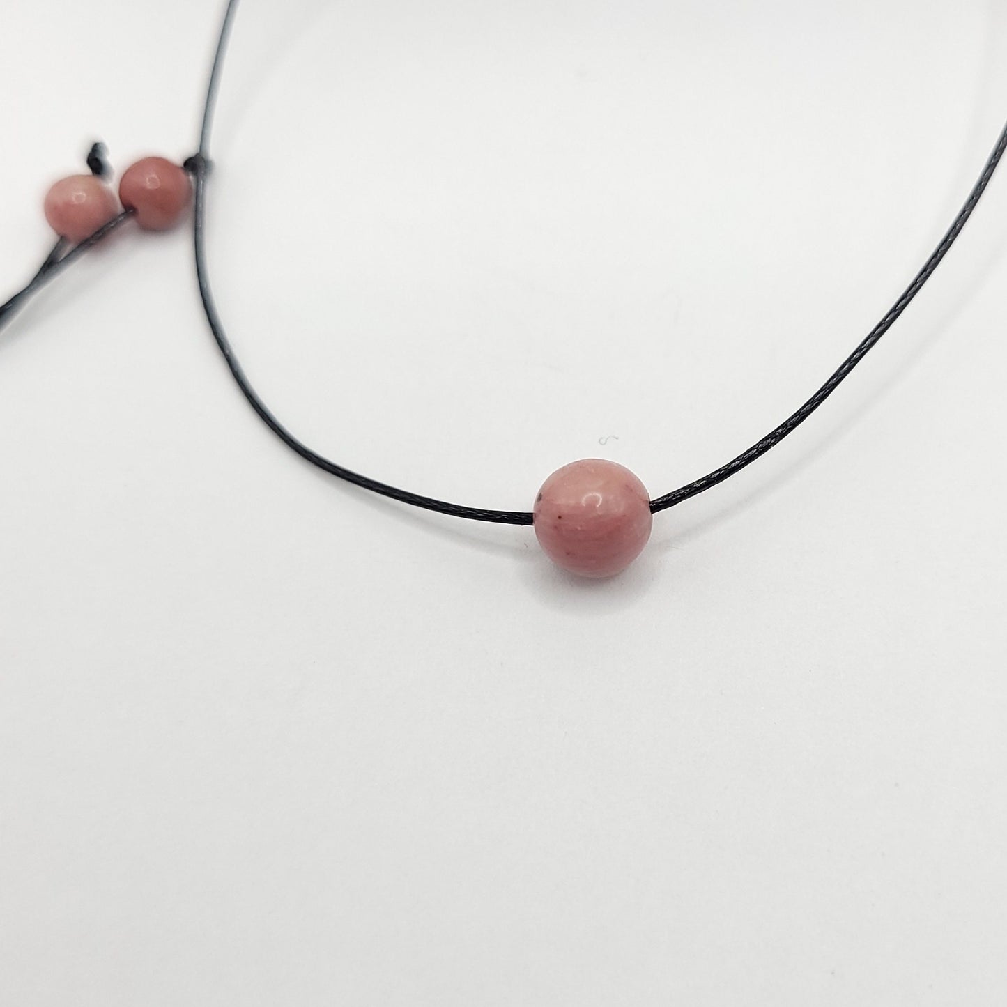 Adjustable Rhodonite Necklace, Rhodonite Choker, Dainty Rhodonite Bead Necklace