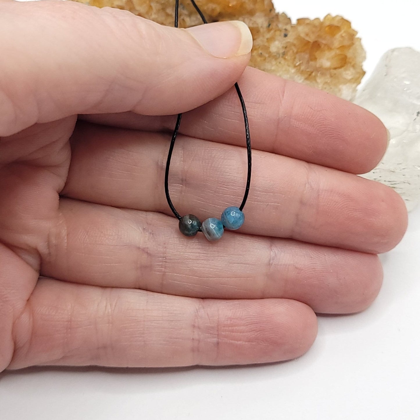 Adjustable Blue Apatite Necklace, Blue Apatite Choker, Dainty Blue Apatite Bead Necklace