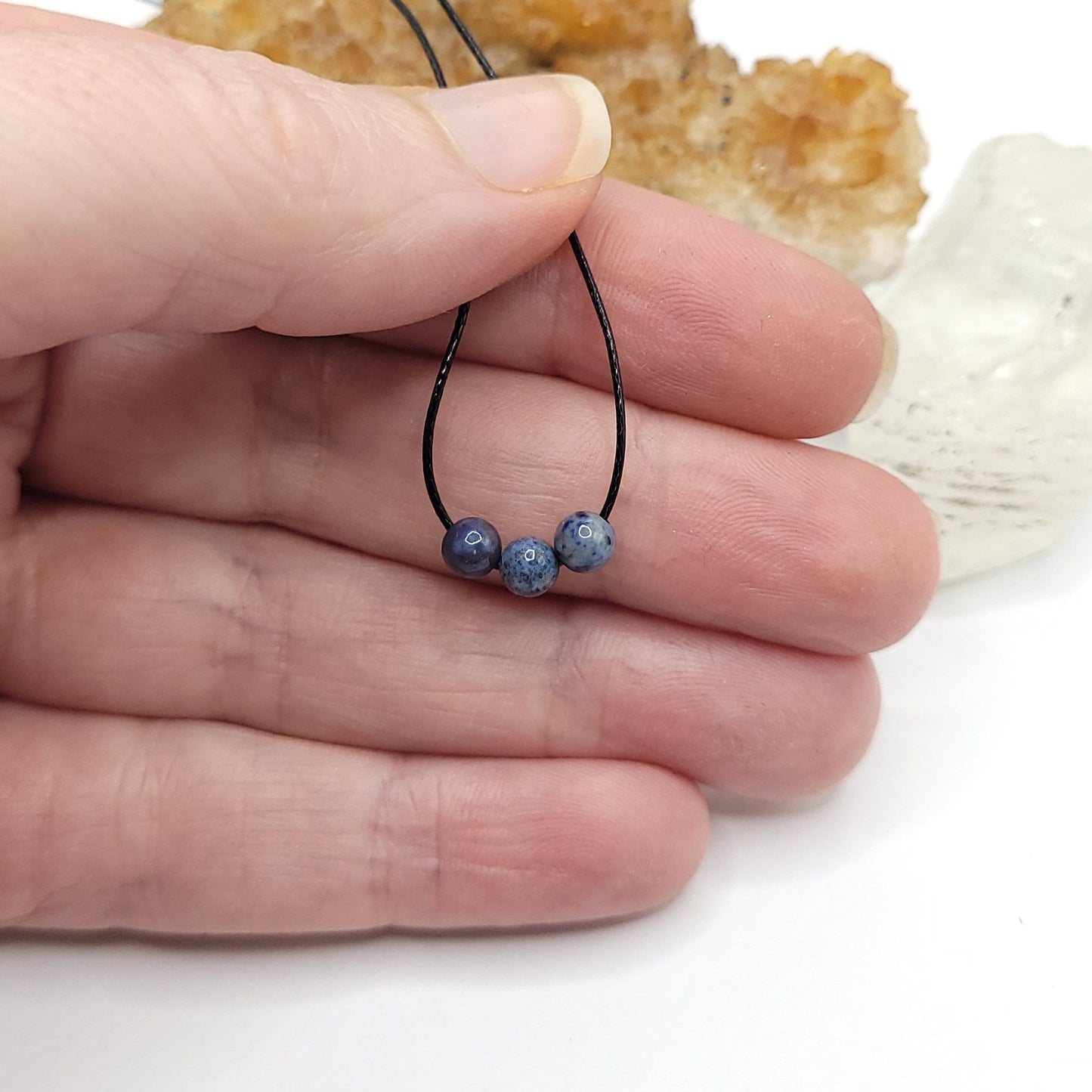 Adjustable Sodalite Necklace, Sodalite Choker, Dainty Crystal Bead Necklace