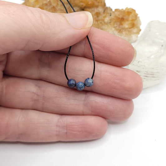 Adjustable Sodalite Necklace, Sodalite Choker, Dainty Crystal Bead Necklace