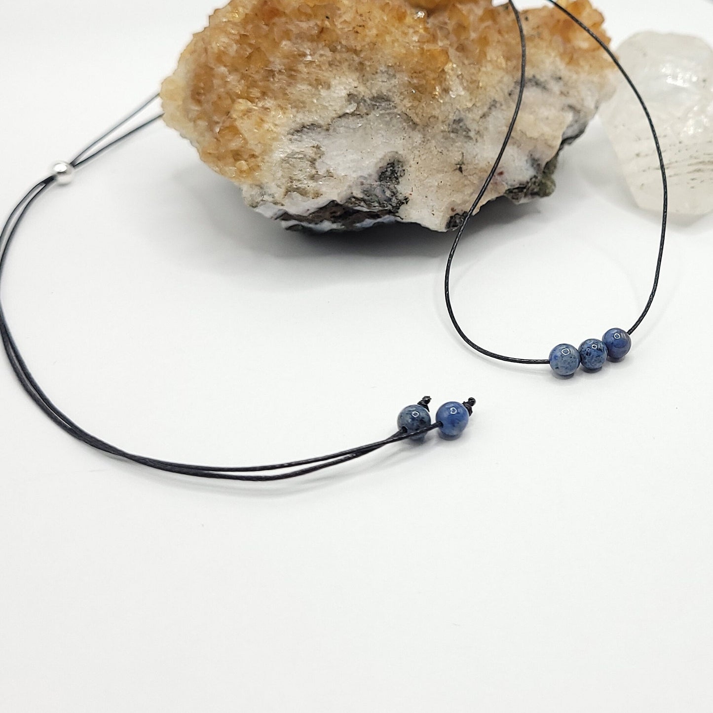 Adjustable Sodalite Necklace, Sodalite Choker, Dainty Crystal Bead Necklace
