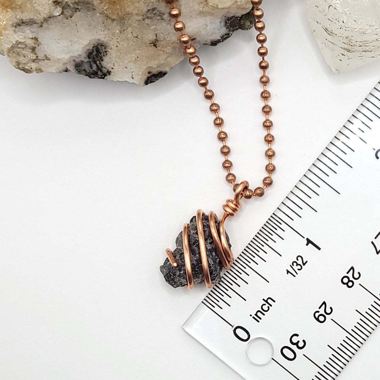 Mystic Merlinite Necklace, Copper Wire Wrapped Merlinite Pendant, Indigo Gabbro Crystal Pendant, Raw Mystic Merlinite