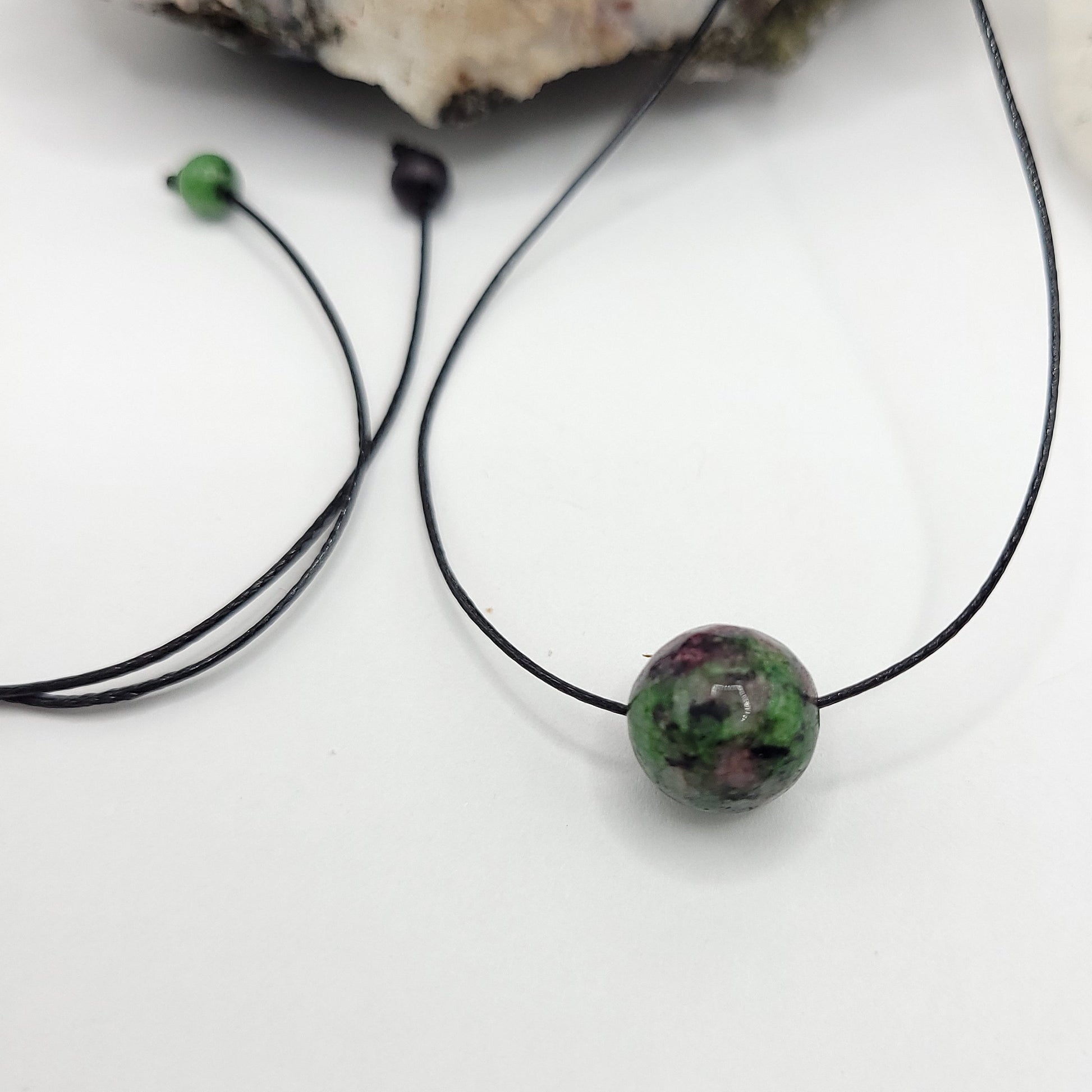Adjustable Ruby Zoisite Necklace, Ruby in Zoisite Choker, Dainty Crystal Bead Necklace