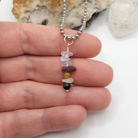 Gemini Chakra Necklace, Crystal Healing Gemini Pendant, Zodiac Necklace