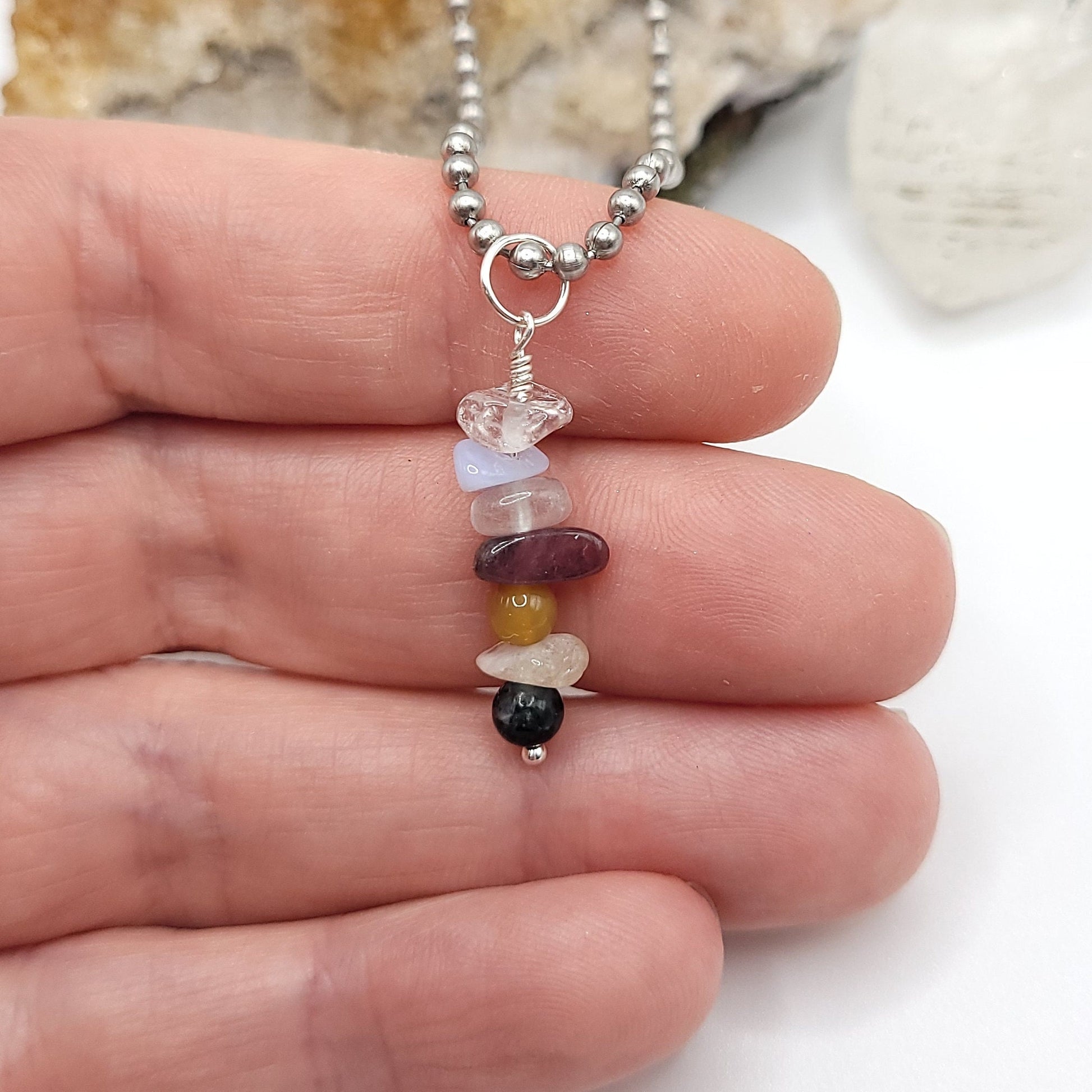 Gemini Chakra Necklace, Crystal Healing Gemini Pendant, Zodiac Necklace