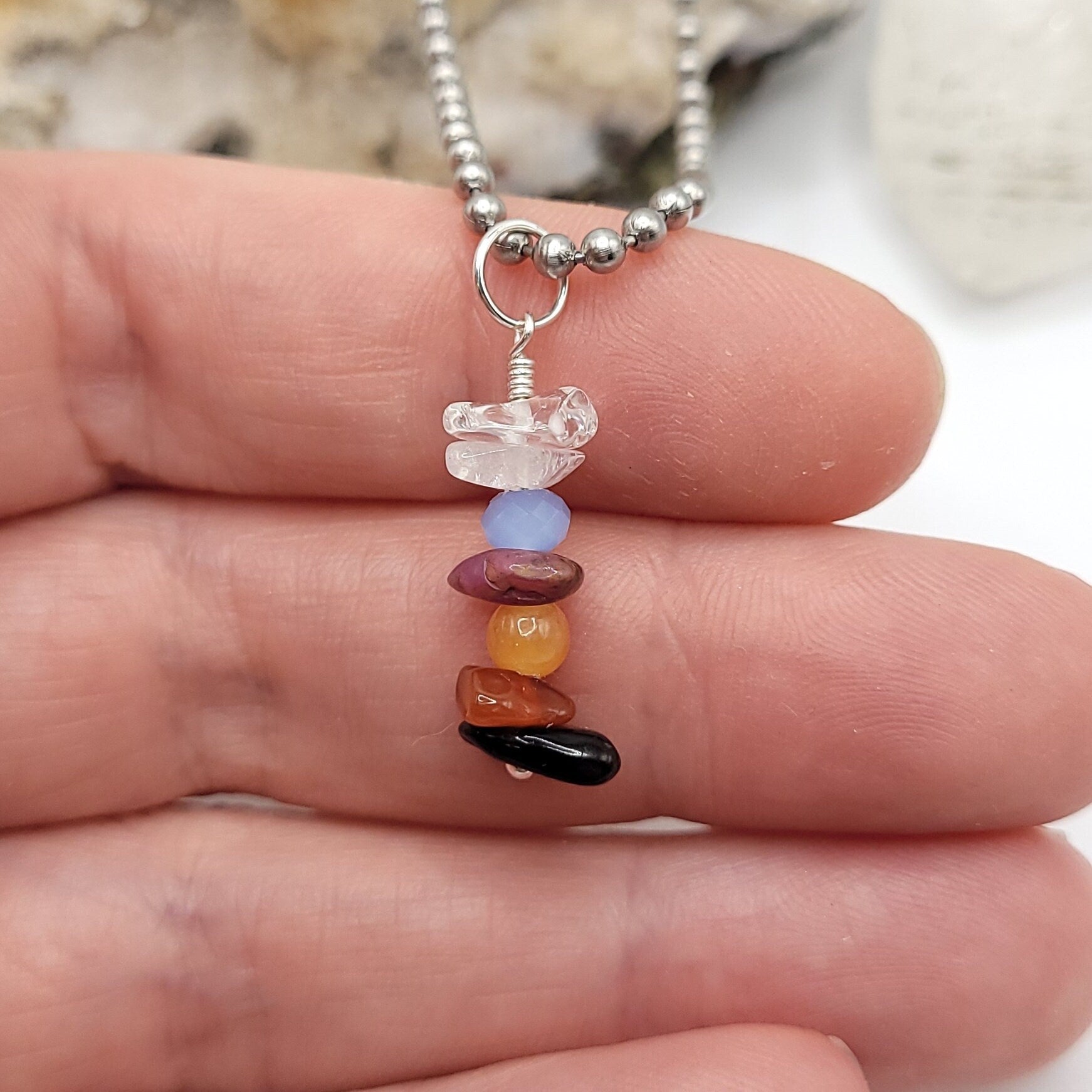 Cancer Chakra Necklace, Crystal Healing Cancer Pendant