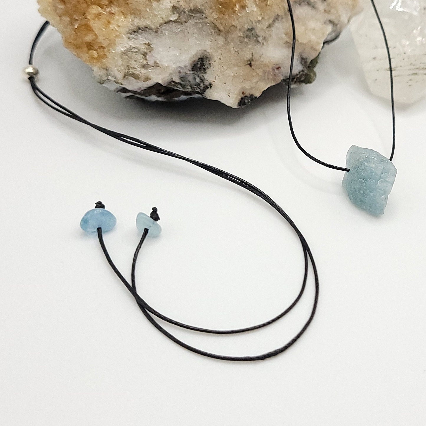 Adjustable Raw Aquamarine Necklace