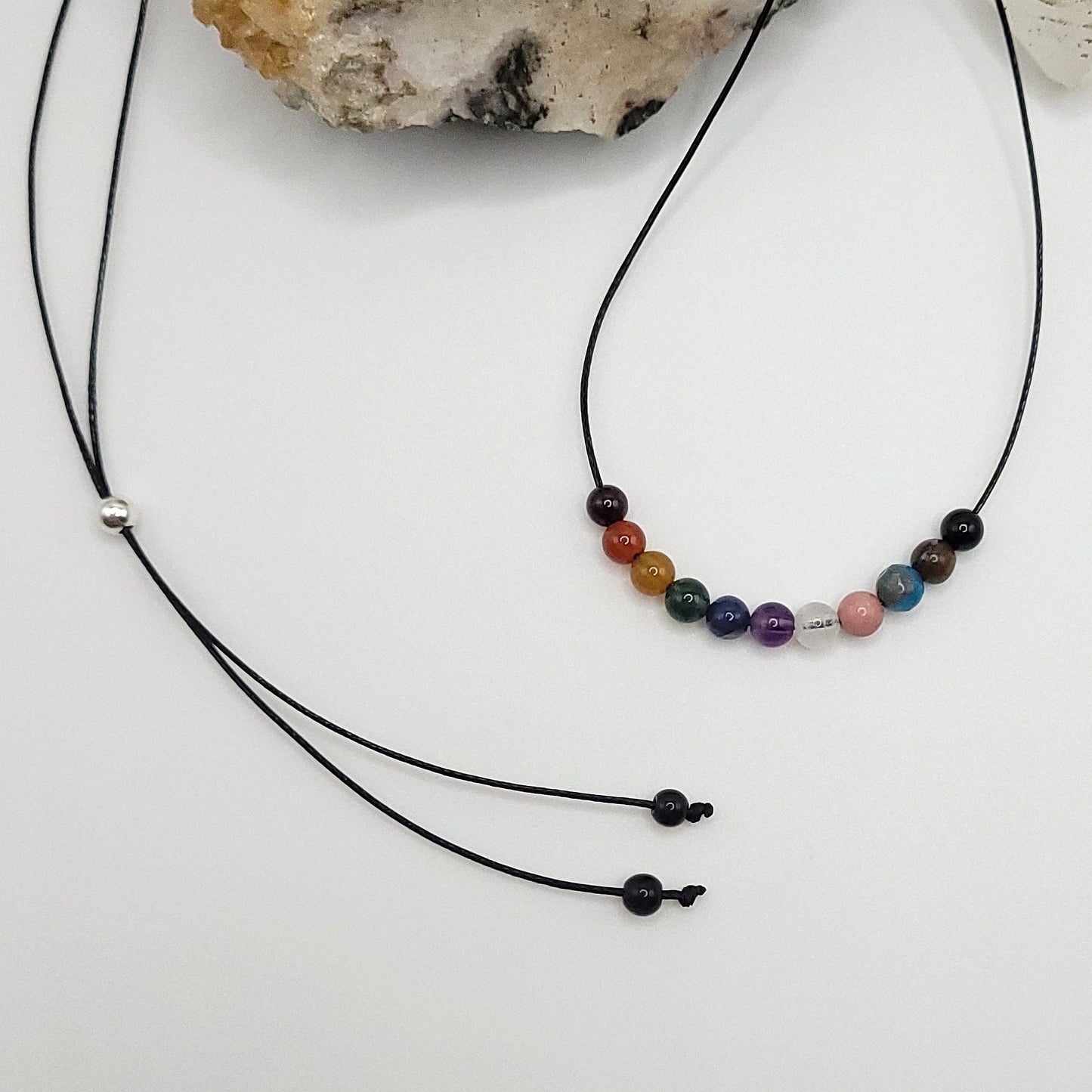 Progress Pride Necklace, Progress Pride Crystal Choker, Adjustable Crystal Necklace