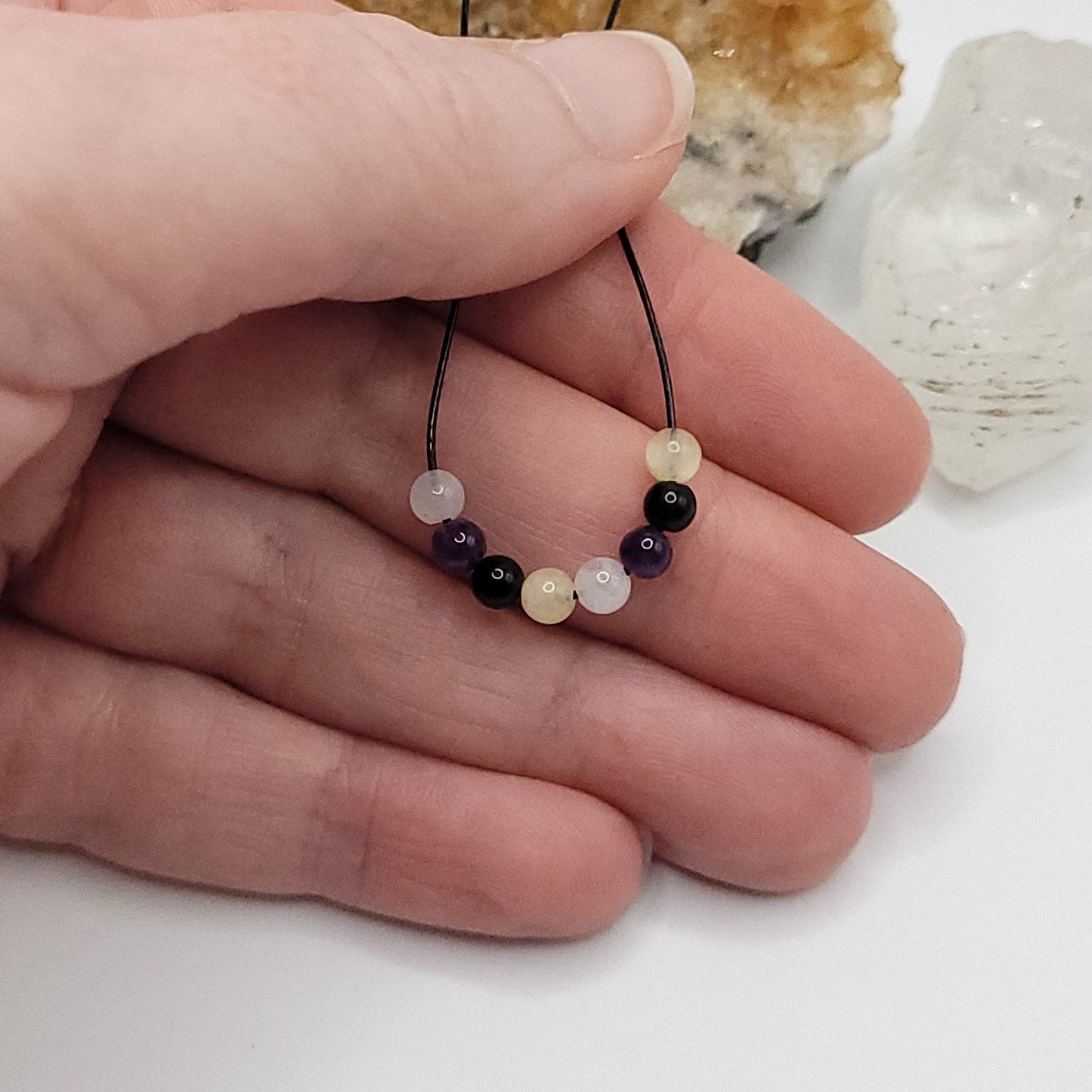 Non Binary Necklace, Adjustable Non Binary Pride Crystal Choker, Pride Necklace