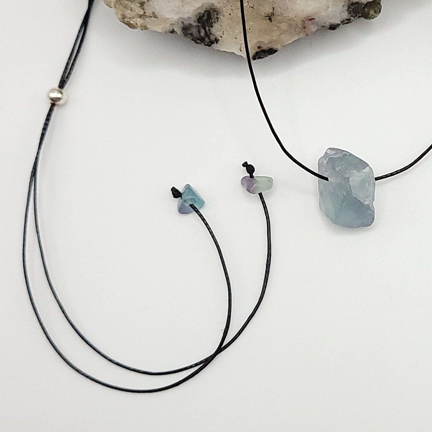 raw fluorite choker necklace